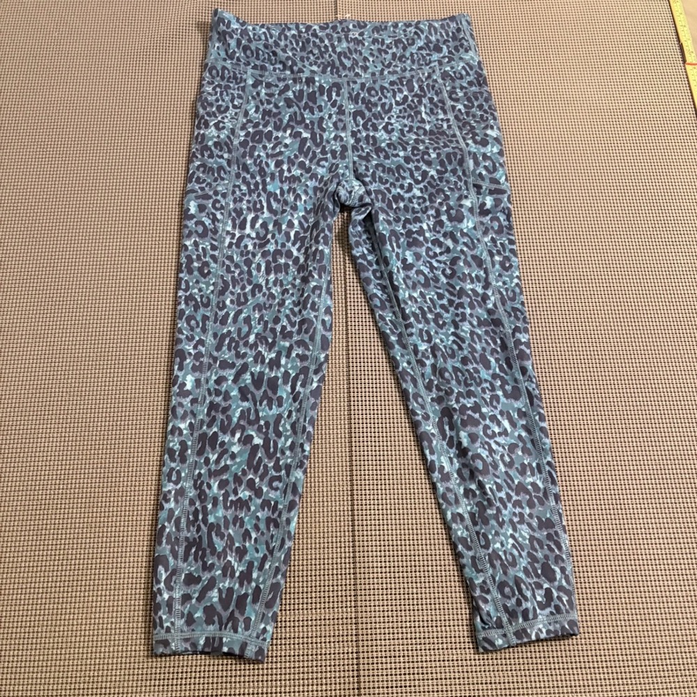 GapFit Womens Blue Leopard Print High Rise Athletic Leggings Size M